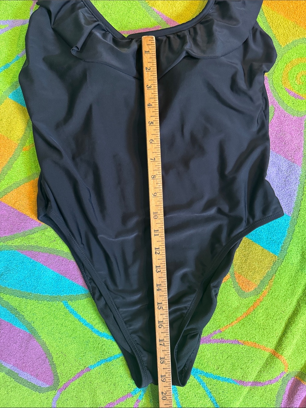 Women's Shade & Shore Ruffled Scoop-Back One Piece Black Swimsuit Size Large - Picture 4 of 7